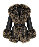 Lace | Black Madeleine coat with faux fur
