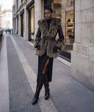 Lace | Black Madeleine coat with faux fur