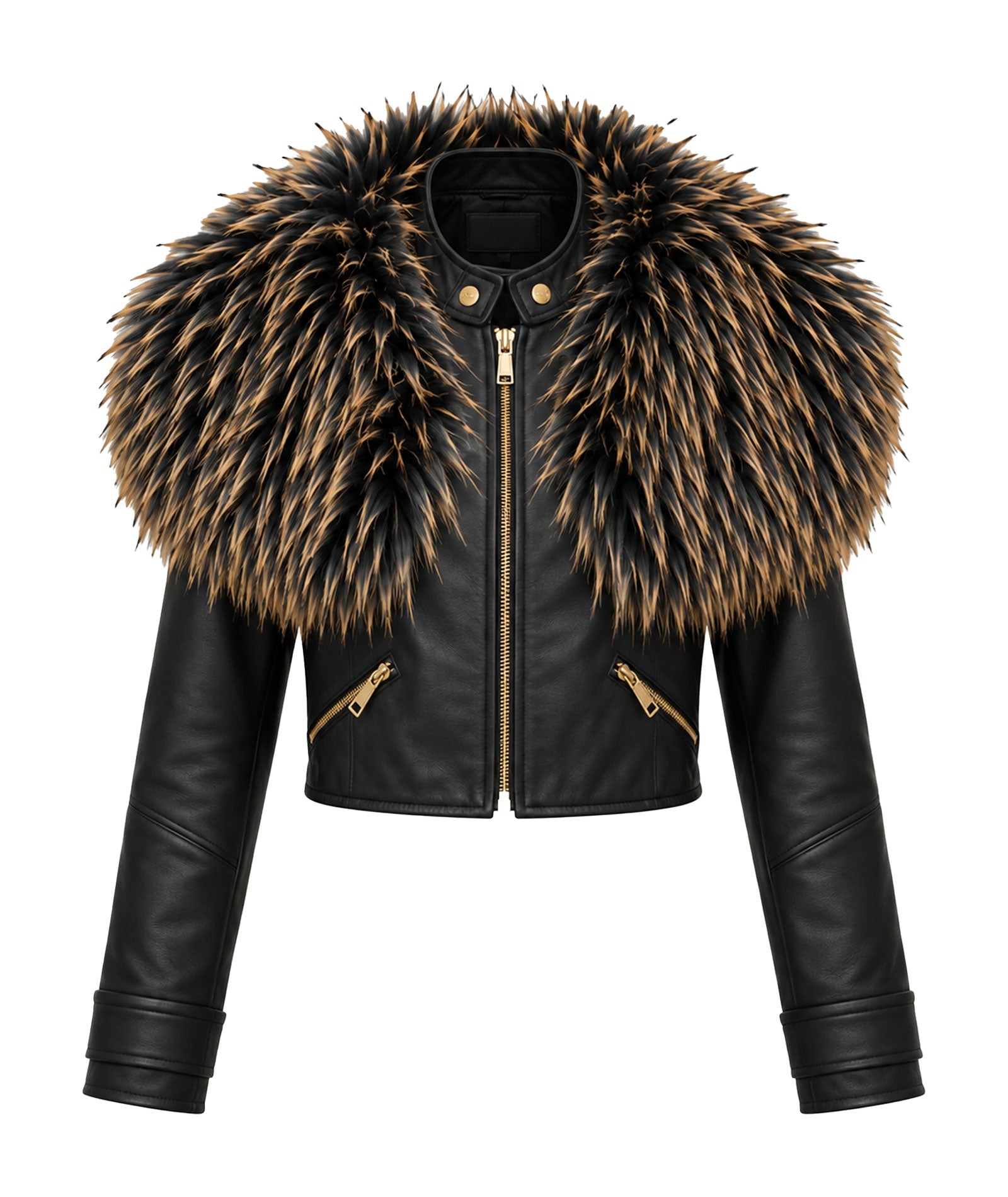Lace | Black Victoire jacket with faux fur