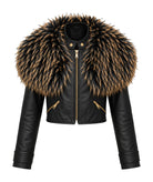 Lace | Black Victoire jacket with faux fur