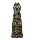 Lace | Green printed silk Elea maxi dress