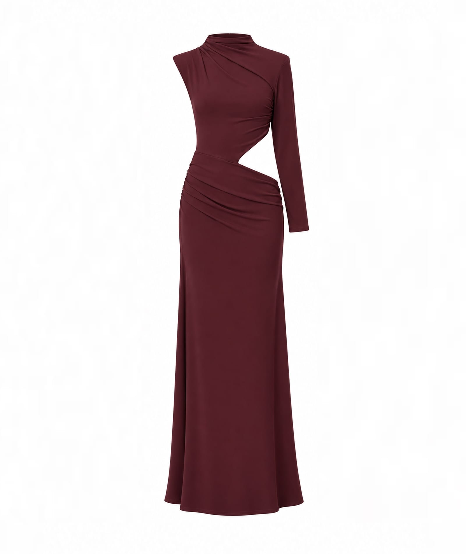 CKontova | Bordeaux one-sleeve cut-out maxi dress CKontova