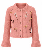 Tailor Made | Pink buckle knitted embroidered cardigan