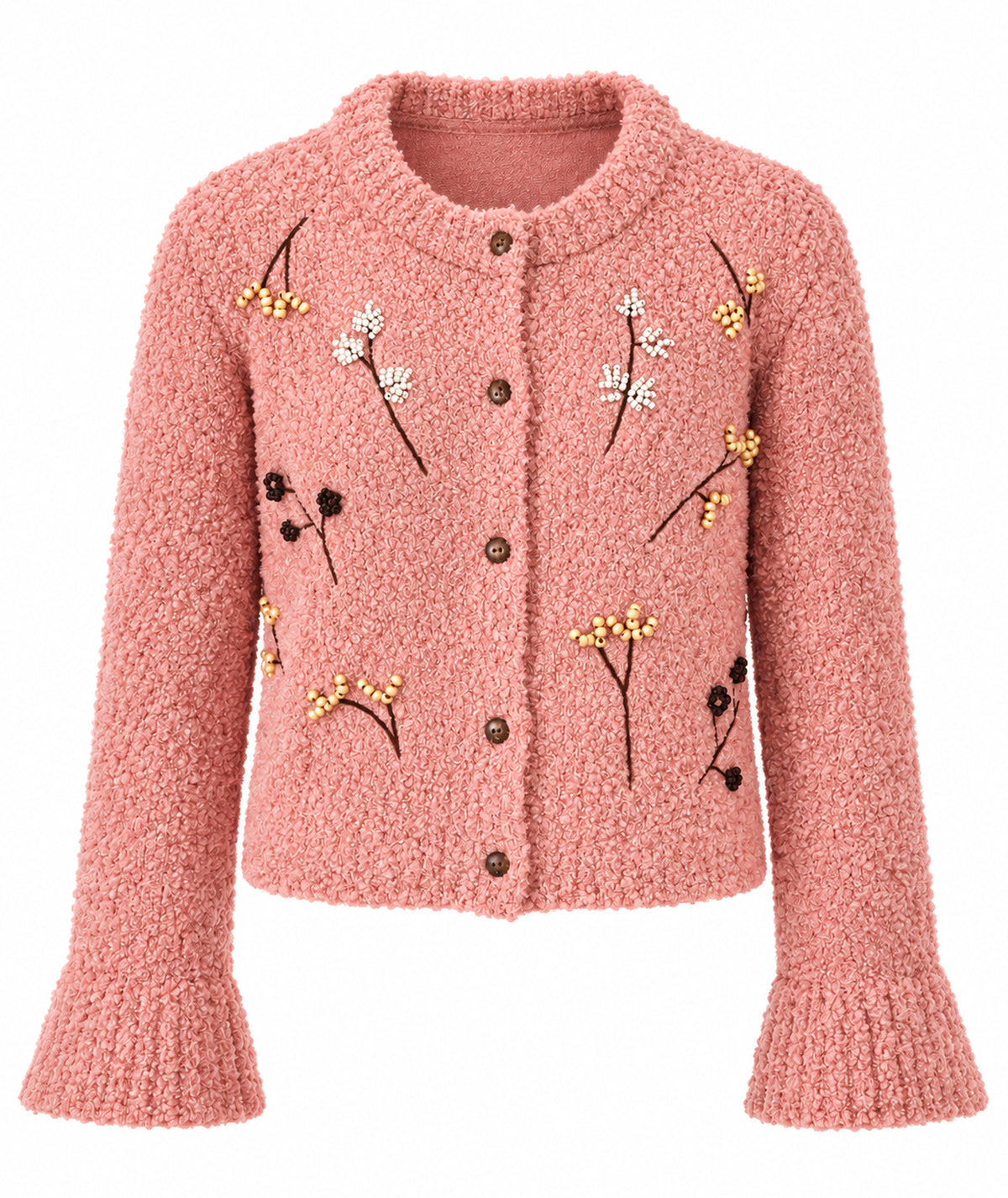 Tailor Made | Pink buckle knitted embroidered cardigan