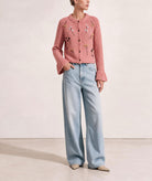 Tailor Made | Pink buckle knitted embroidered cardigan