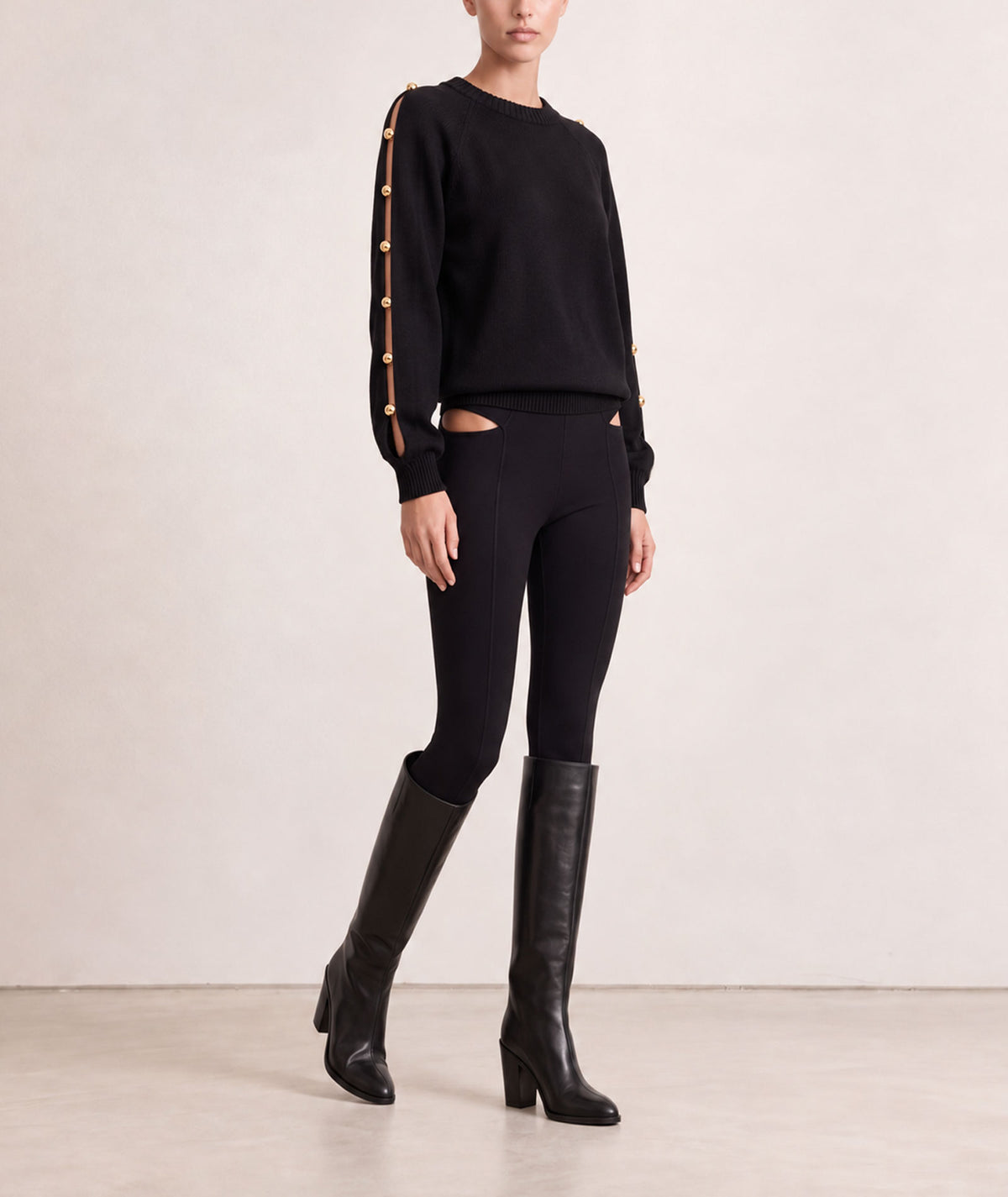 Tailor Made | Black knitted cut-out leggings