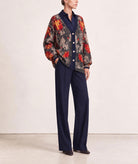 Tailor Made | Multicolor jacquard knitted cardigan with denim detail