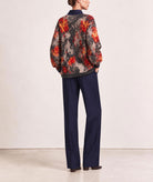Tailor Made | Multicolor jacquard knitted cardigan with denim detail