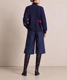 Tailor Made | Navy blue cable-knitted cardigan with embroidery