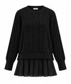 Tailor Made | Black oversized knitted sweater with pleated hem