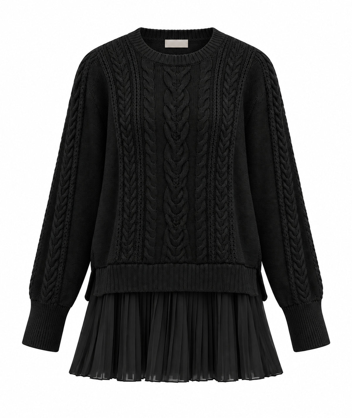 Tailor Made | Black oversized knitted sweater with pleated hem