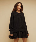 Tailor Made | Black oversized knitted sweater with pleated hem