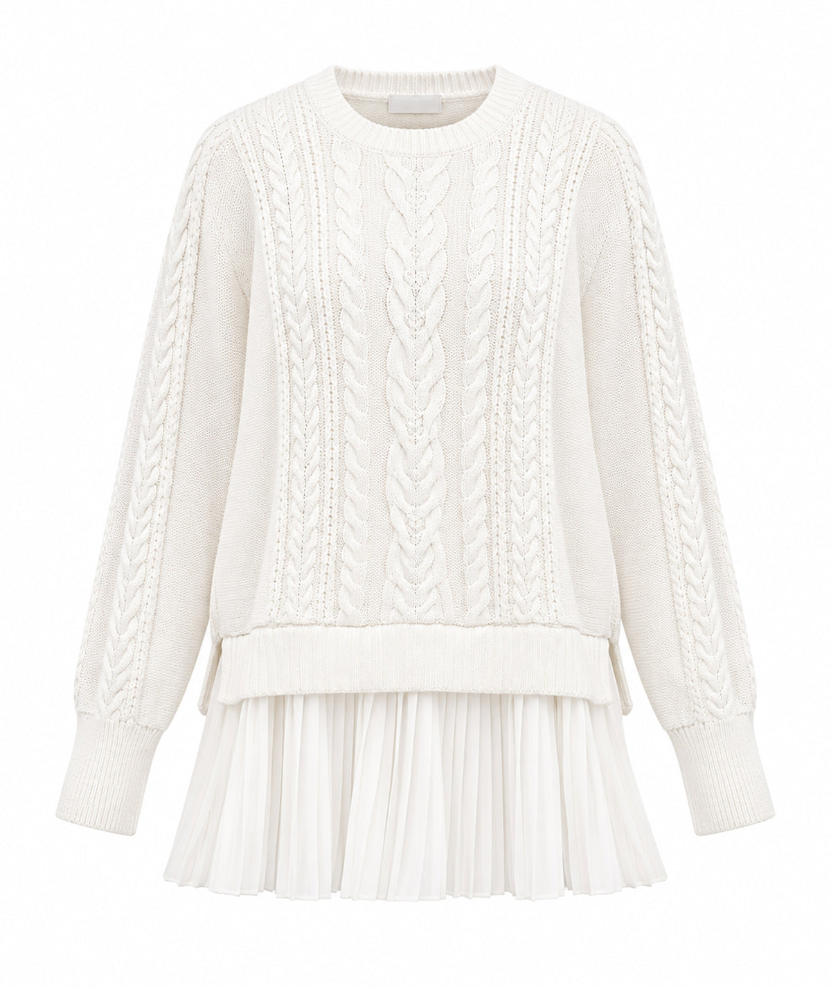 Tailor Made | Off-white oversized knitted sweater with pleated hem