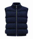 Tailor Made | Navy blue knitted puffer sleeveless jacket