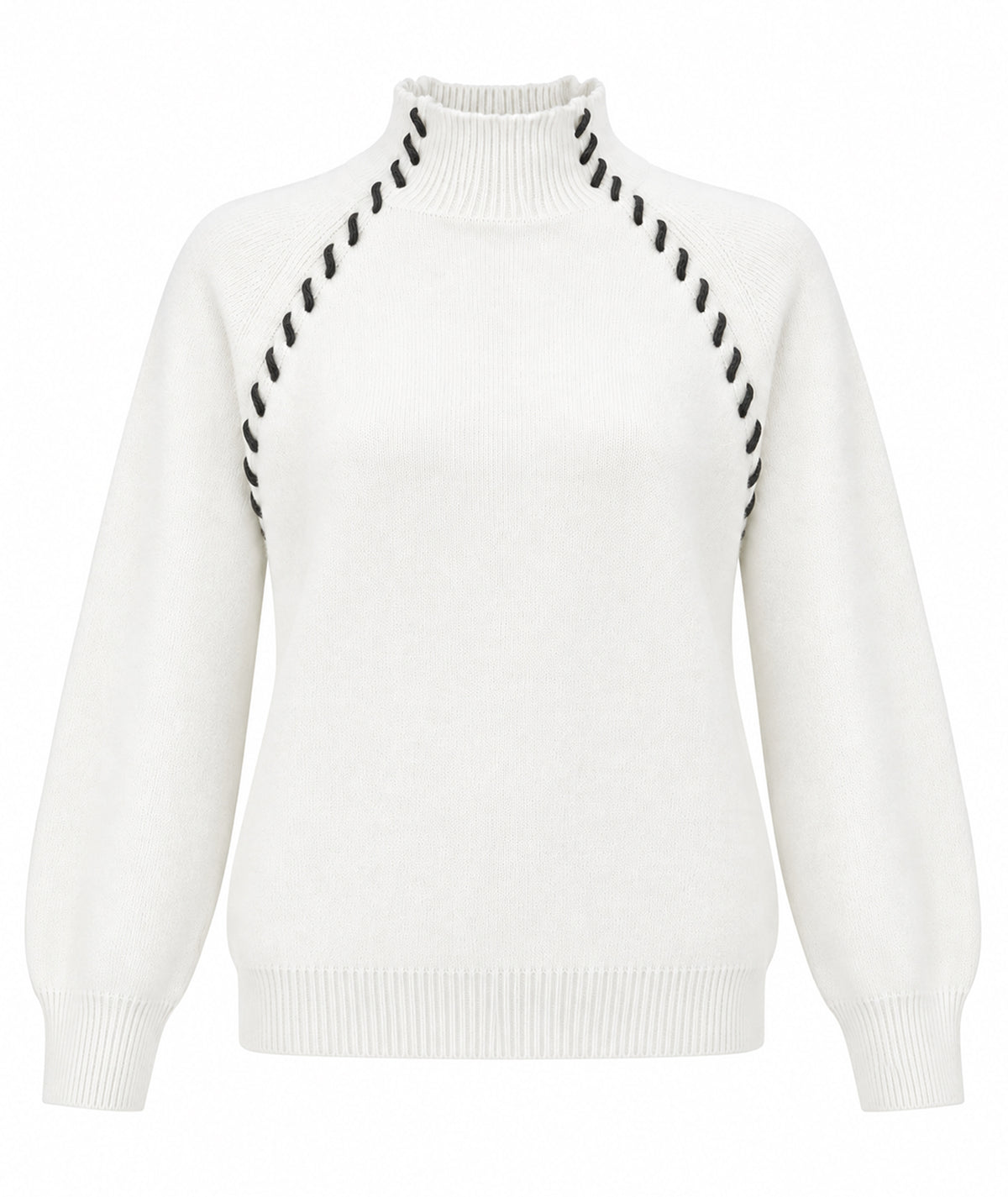 Tailor Made | Off-white knitted turtleneck sweater