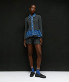 Tailor Made | Grey cable-knitted cardigan with denim detail