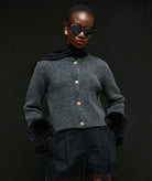 Tailor Made | Grey knitted fur-trimmed cardigan
