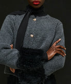 Tailor Made | Grey knitted fur-trimmed cardigan