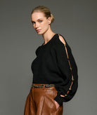 Tailor Made | Black knitted cut-out sweater