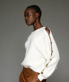 Tailor Made | Off-white knitted cut-out sweater