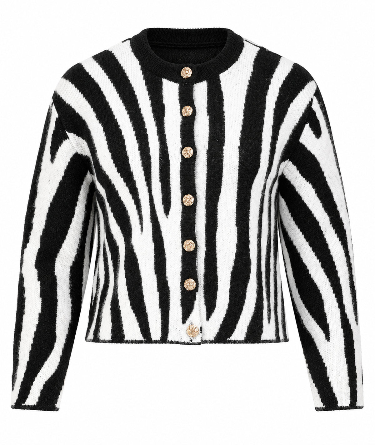 Tailor Made | Black knitted zebra print cardigan
