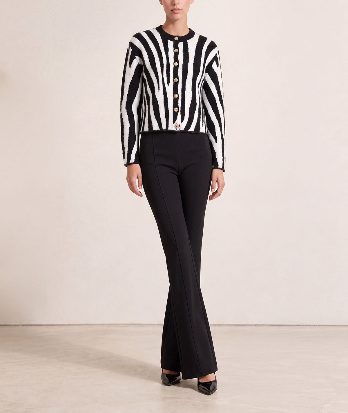 Tailor Made | Black knitted zebra print cardigan