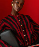 Tailor Made | Bordeaux knitted zebra print cardigan