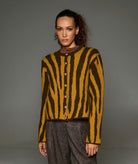 Tailor Made | Coffee knitted zebra print cardigan
