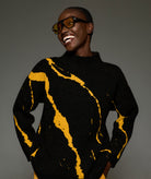 Tailor Made | Black knitted marble print sweater