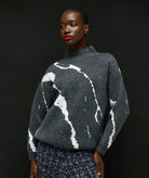 Tailor Made | Grey knitted marble print sweater