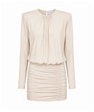 Mallory The Label | Ecru ruched Epoque long-sleeve mini dress