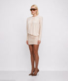 Mallory The Label | Ecru ruched Epoque long-sleeve mini dress