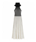 Mallory The Label | Black white striped rib-knitted Ivory Noir maxi dress