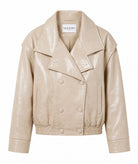 Mallory The Label | Beige faux leather oversized Statement jacket