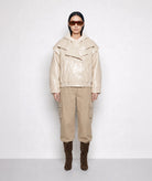 Mallory The Label | Beige faux leather oversized Statement jacket
