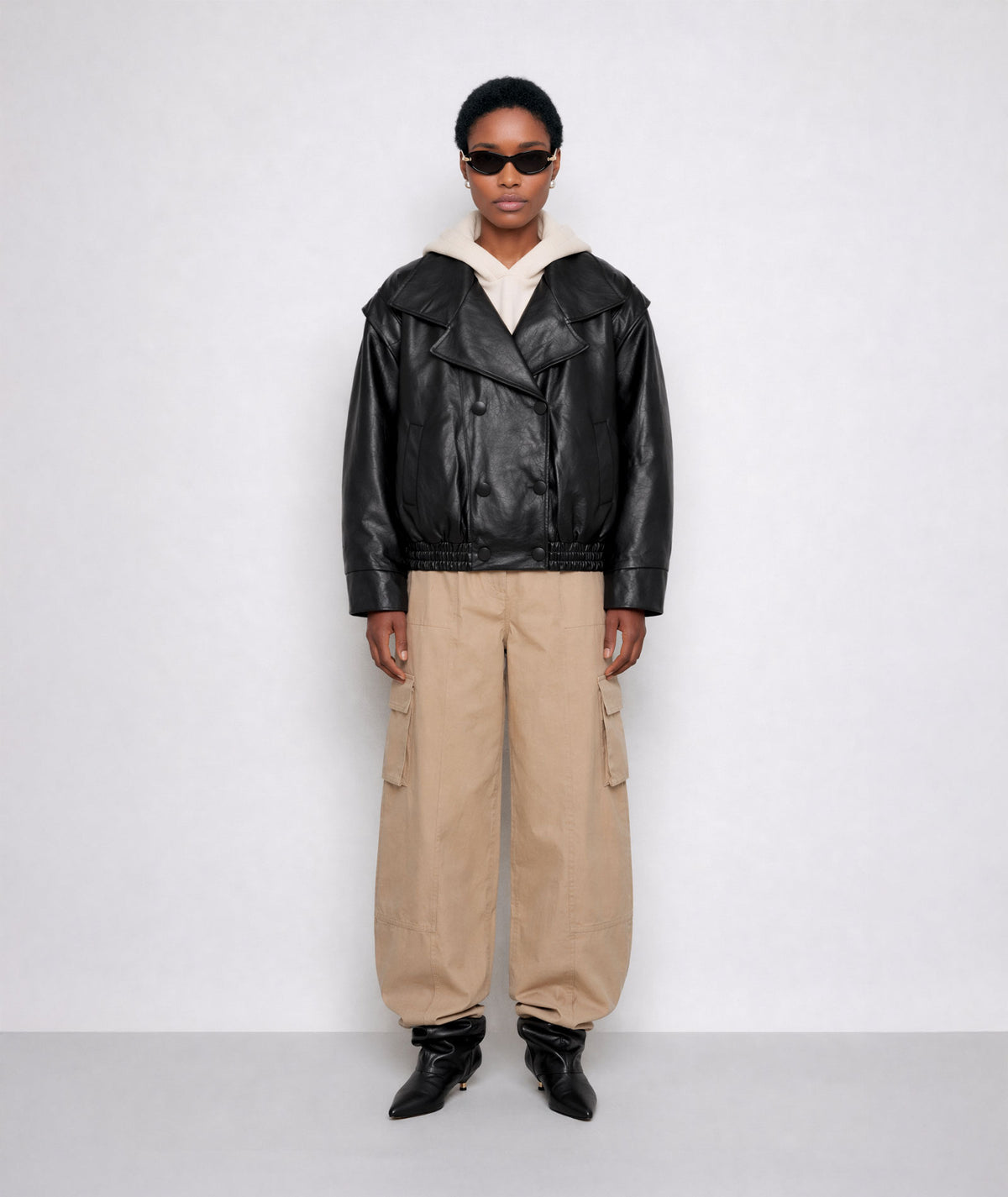 Mallory The Label | Black faux leather oversized Statement jacket