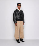 Mallory The Label | Black faux leather oversized Statement jacket