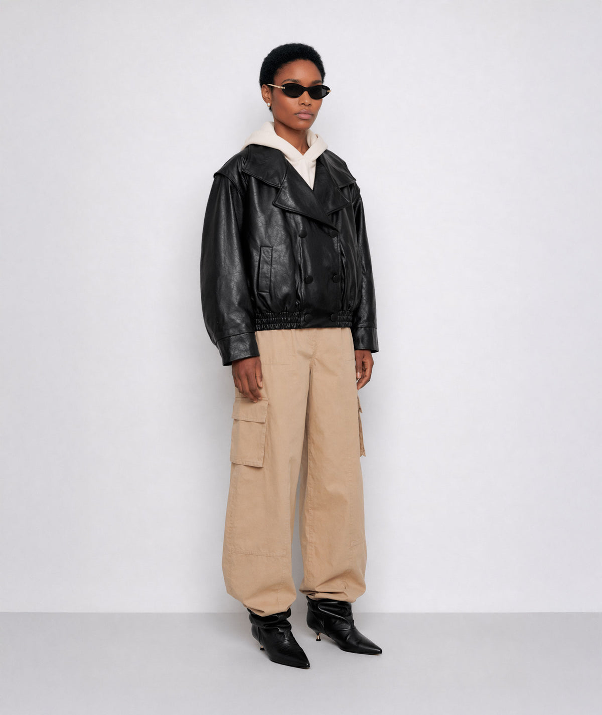 Mallory The Label | Black faux leather oversized Statement jacket