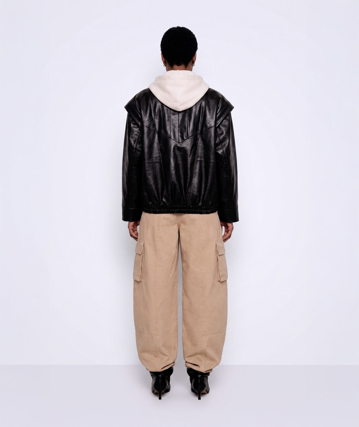 Mallory The Label | Black faux leather oversized Statement jacket