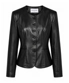 Mallory The Label | Black faux leather Outline blazer