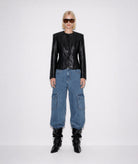 Mallory The Label | Black faux leather Outline blazer