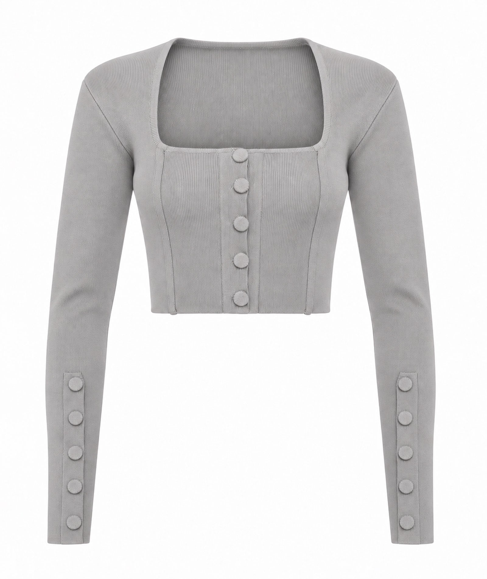 Nadia Rapti | Grey knitted Heaven cropped cardigan top