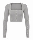 Nadia Rapti | Grey knitted Heaven cropped cardigan top