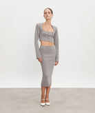 Nadia Rapti | Grey knitted Heaven cropped cardigan top