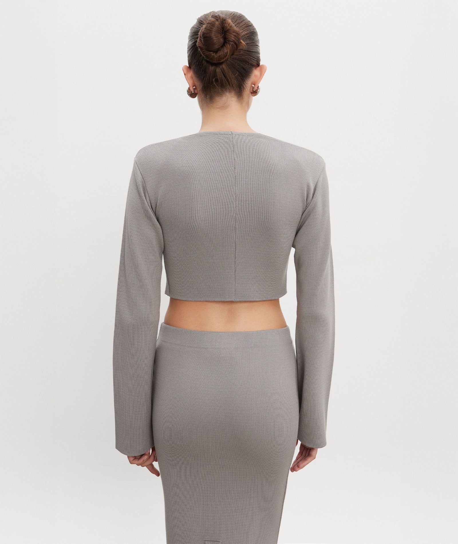 Nadia Rapti | Grey knitted Heaven cropped cardigan top