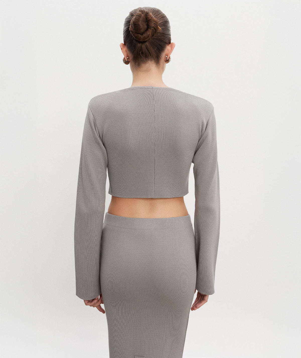 Nadia Rapti | Grey knitted Heaven cropped cardigan top
