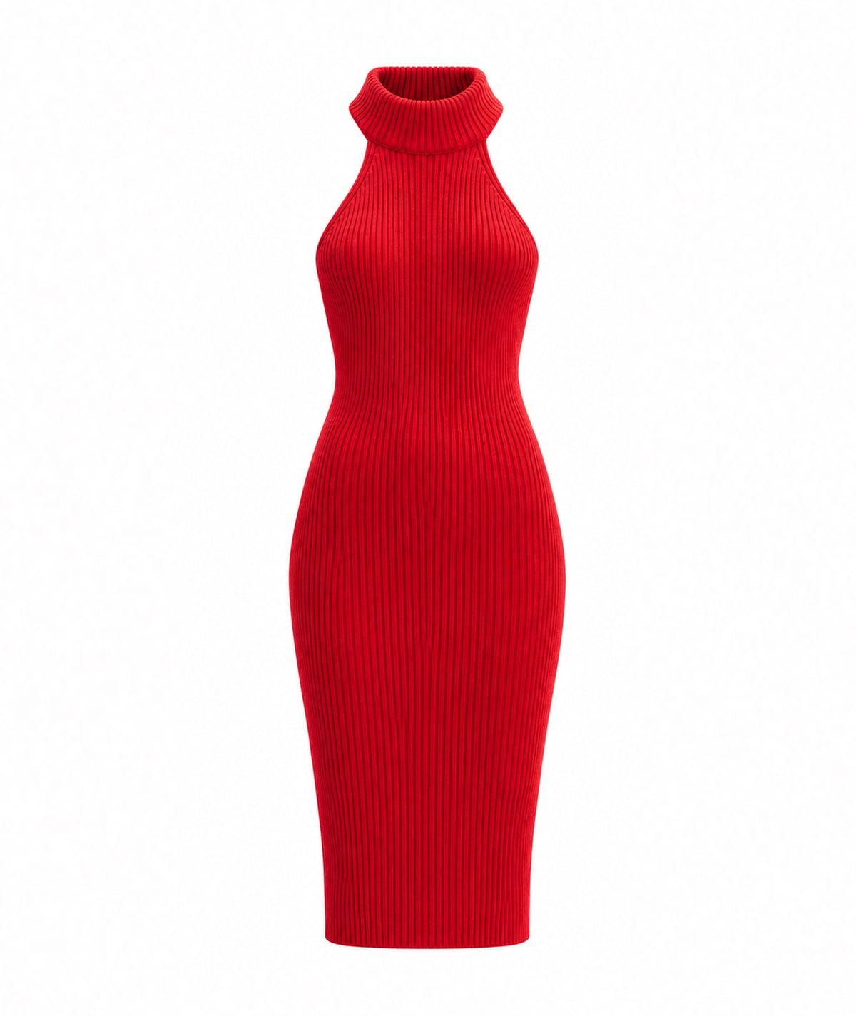 knitted roll neck midi dress Red turtleneck Eva – Aesthet Xmas Style