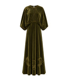 Themis Z | Khaki imposed silk-velvet Amore maxi dress