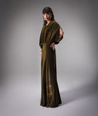 Themis Z | Khaki imposed silk-velvet Amore maxi dress