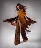 Themis Z | Camel wool-cashmere embellished Antiope fringed cape